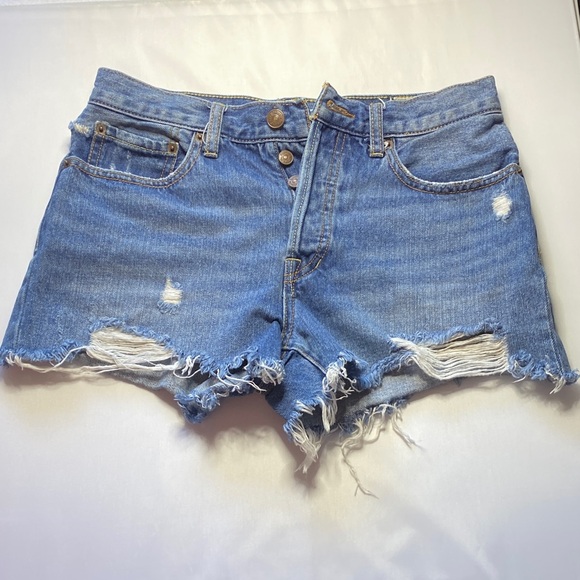 We The Free Pants - We The Free Light Blue Distressed Jean Shorts